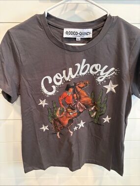 Rodeo-Quincy Cowboy Graphic Tee - Gray